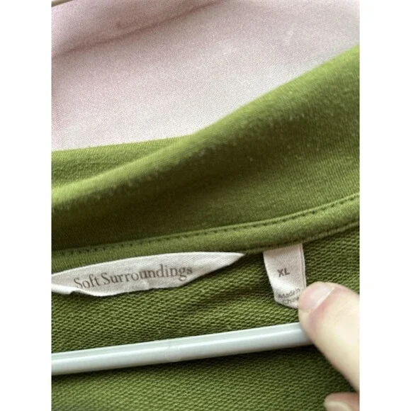 Soft Surroundings Womens Size XL Green Sweatshirt Tunic Top Boho Lagenlook - Picture 4 of 10